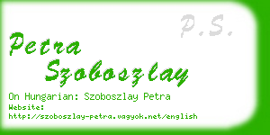 petra szoboszlay business card